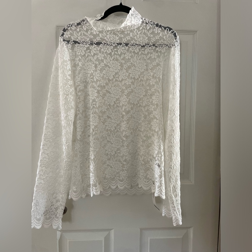 Anewsta NWT White Lace Long Sleeve Top XL